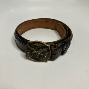 Vintage leather‎ belt with Eagle brass buckle by John T. Judd size 34